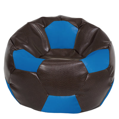 Fotoliu puf Mega Ball - imitatie piele - maro/albastru