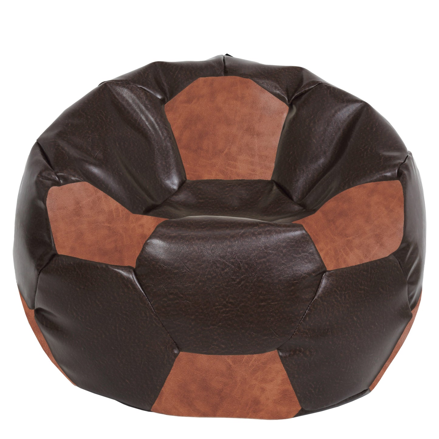 Fotoliu puf Mega Ball - imitatie piele - maro/coniac