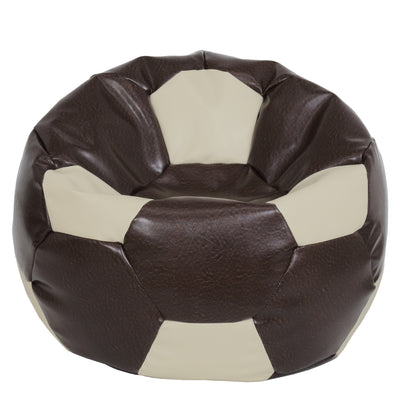 Fotoliu puf Mega Ball - imitatie piele - maro/crem