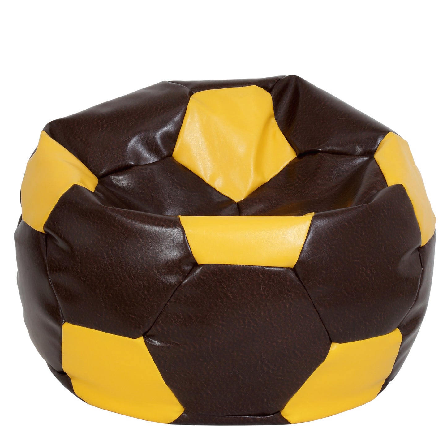 Fotoliu puf Mega Ball - imitatie piele - maro/galben