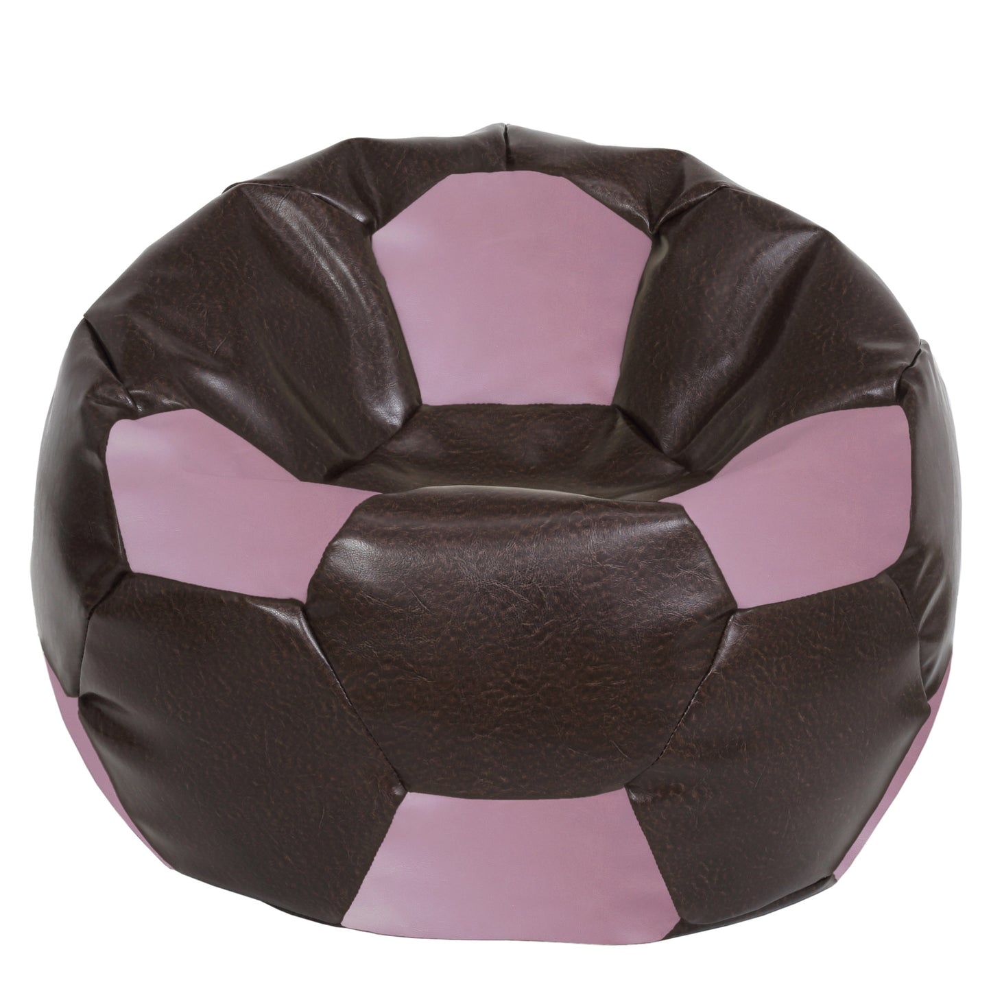 Fotoliu puf Mega Ball - imitatie piele - maro/mov