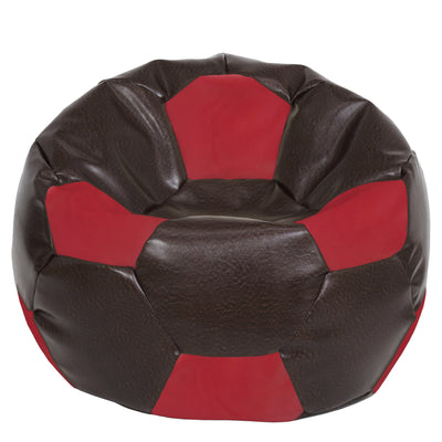 Fotoliu puf Mega Ball - imitatie piele - maro/rosu
