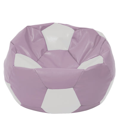 Fotoliu puf Mega Ball - imitatie piele - mov/alb