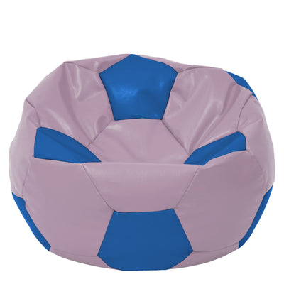 Fotoliu puf Mega Ball - imitatie piele - mov/albastru