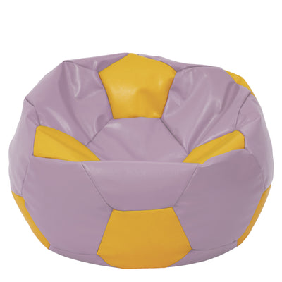 Fotoliu puf Mega Ball - imitatie piele - mov/galben