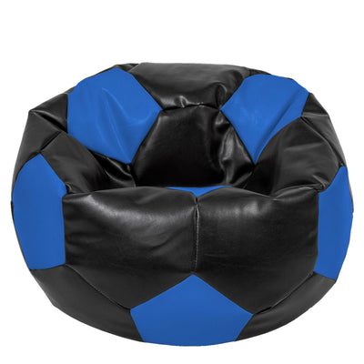 Fotoliu puf Mega Ball - imitatie piele - negru/albastru