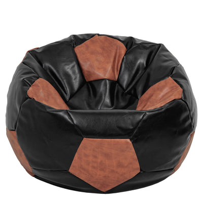 Fotoliu puf Mega Ball - imitatie piele - negru/coniac