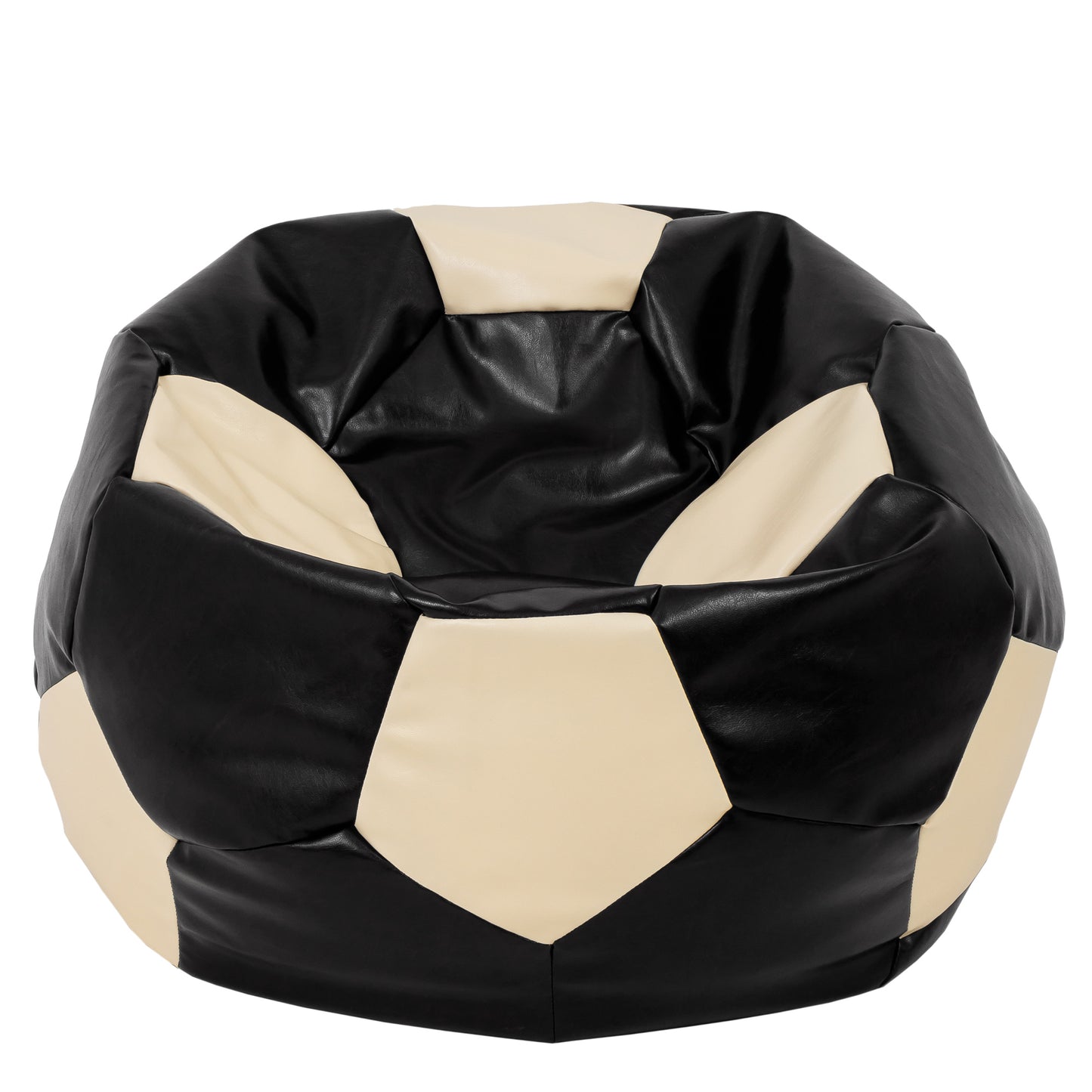 Fotoliu puf Mega Ball - imitatie piele - negru/crem