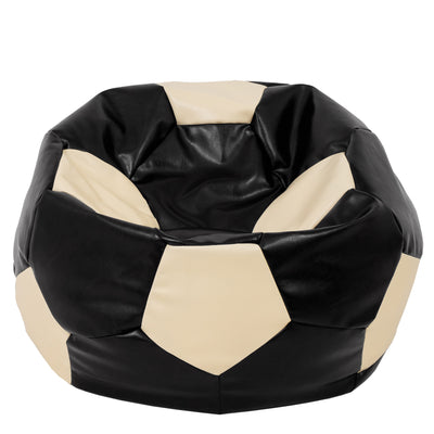 Fotoliu puf Mega Ball - imitatie piele - negru/crem
