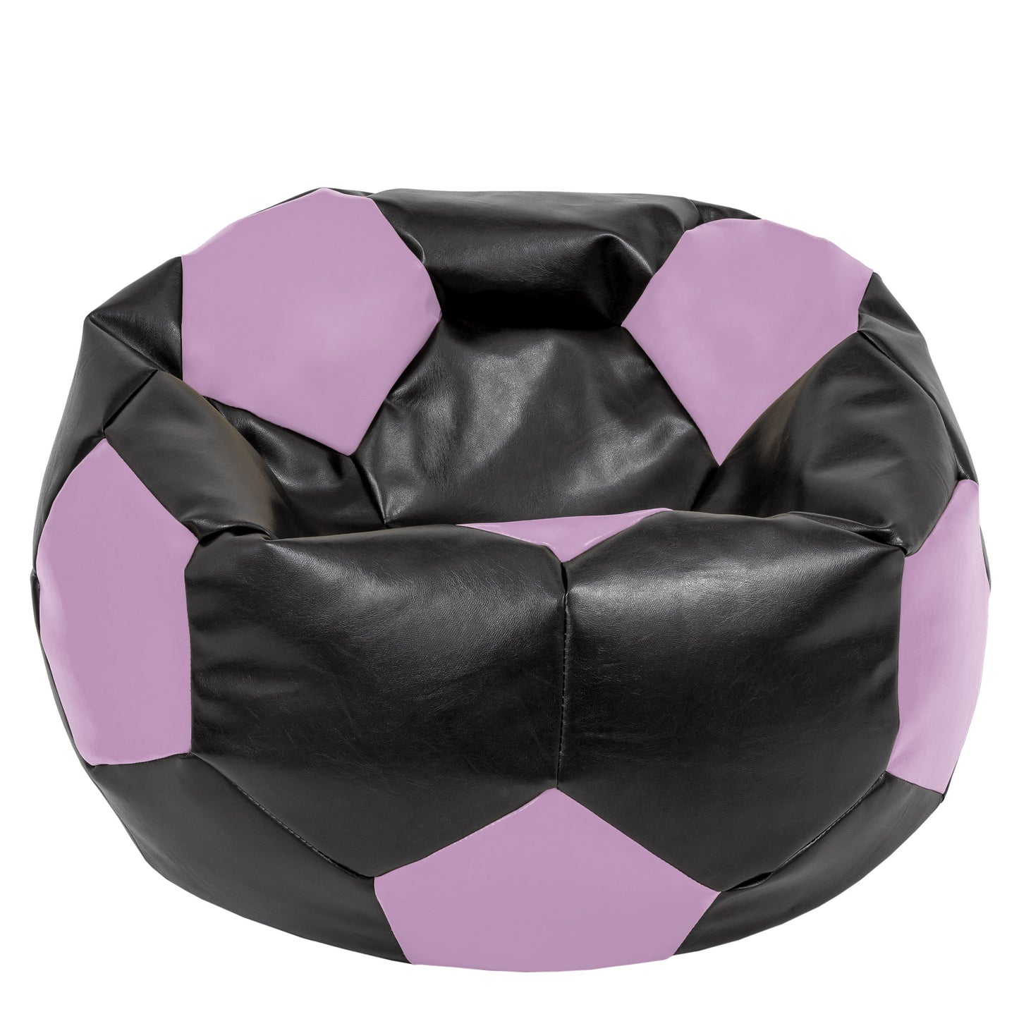 Fotoliu puf Mega Ball - imitatie piele - negru/mov