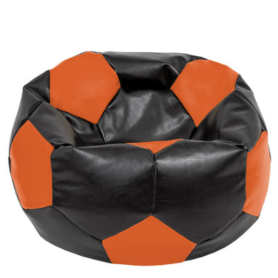 Fotoliu puf Mega Ball - imitatie piele - negru/portocaliu