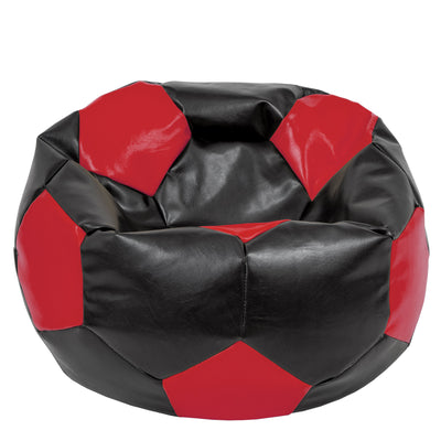 Fotoliu puf Mega Ball - imitatie piele - negru/rosu
