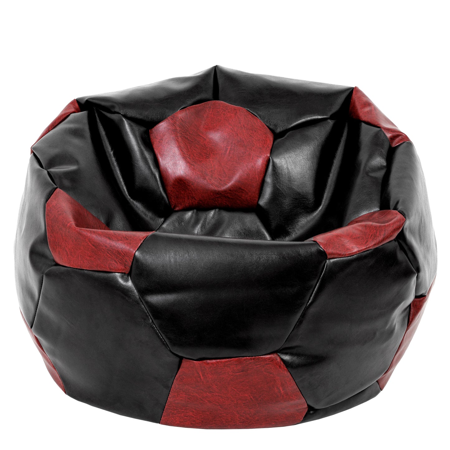 Fotoliu puf Mega Ball - imitatie piele - negru/bordo