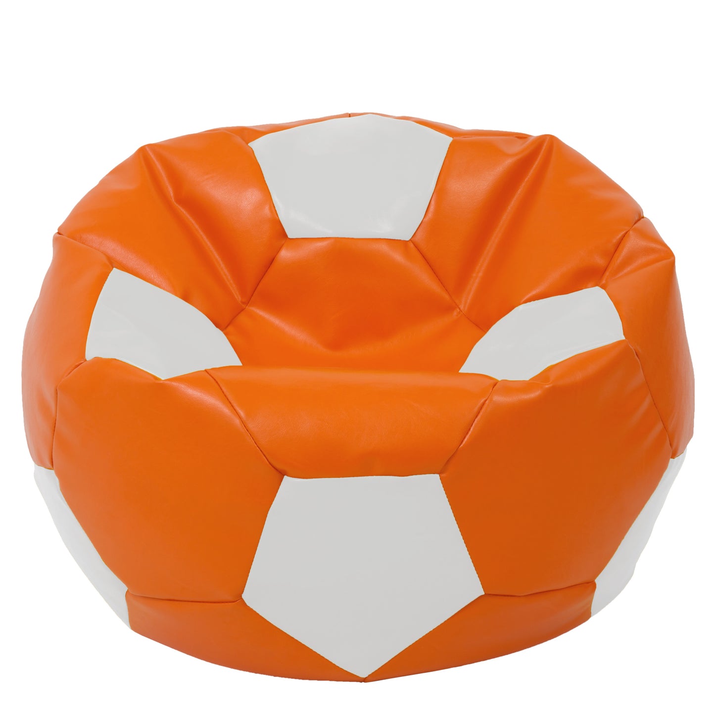 Fotoliu puf Mega Ball - imitatie piele - portocaliu/alb