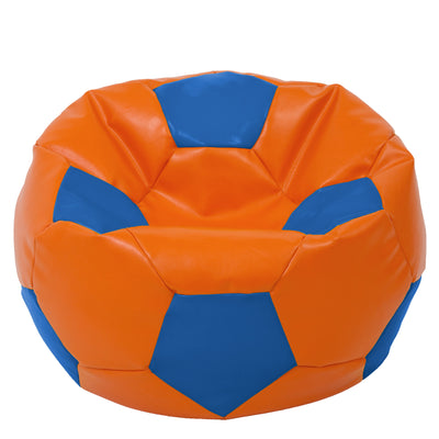 Fotoliu puf Mega Ball - imitatie piele - portocaliu/albastru