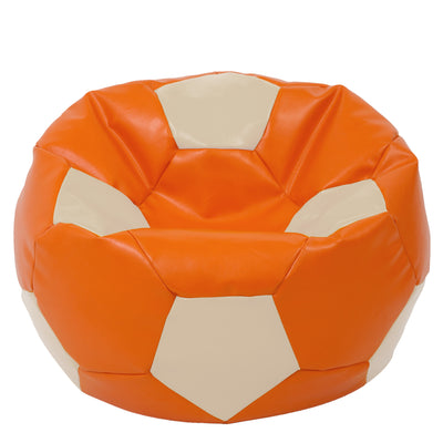 Fotoliu puf Mega Ball - imitatie piele - portocaliu/crem