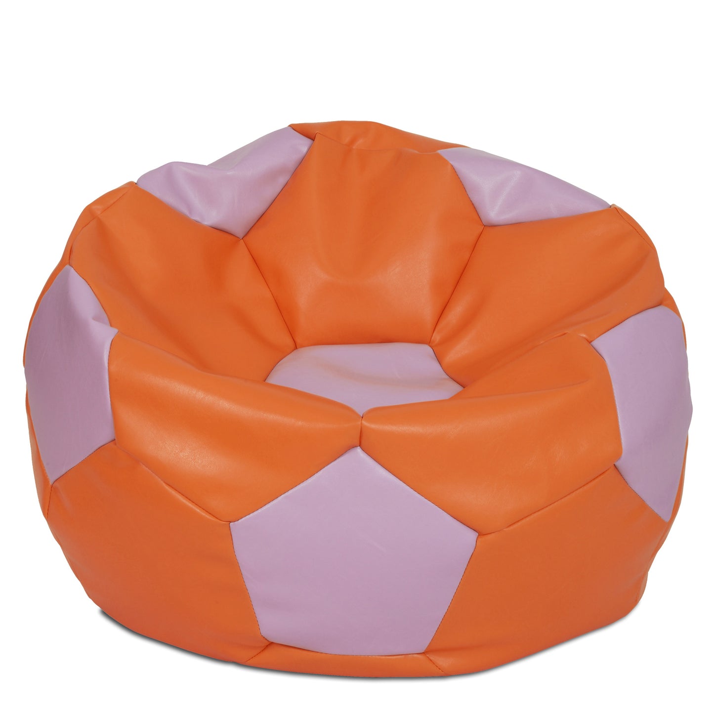 Fotoliu puf Mega Ball - imitatie piele - portocaliu/mov