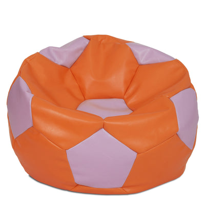 Fotoliu puf Mega Ball - imitatie piele - portocaliu/mov