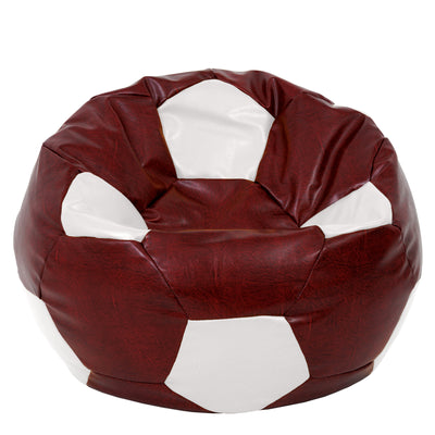 Fotoliu puf Mega Ball - imitatie piele - bordo/alb