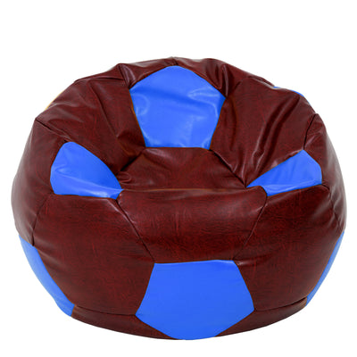 Fotoliu puf Mega Ball - imitatie piele - bordo/albastru