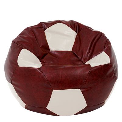 Fotoliu puf Mega Ball - imitatie piele - bordo/crem