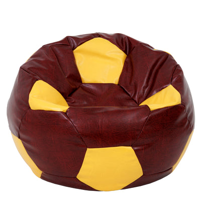 Fotoliu puf Mega Ball - imitatie piele - bordo/galben