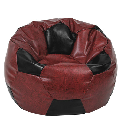 Fotoliu puf Mega Ball - imitatie piele - bordo/negru