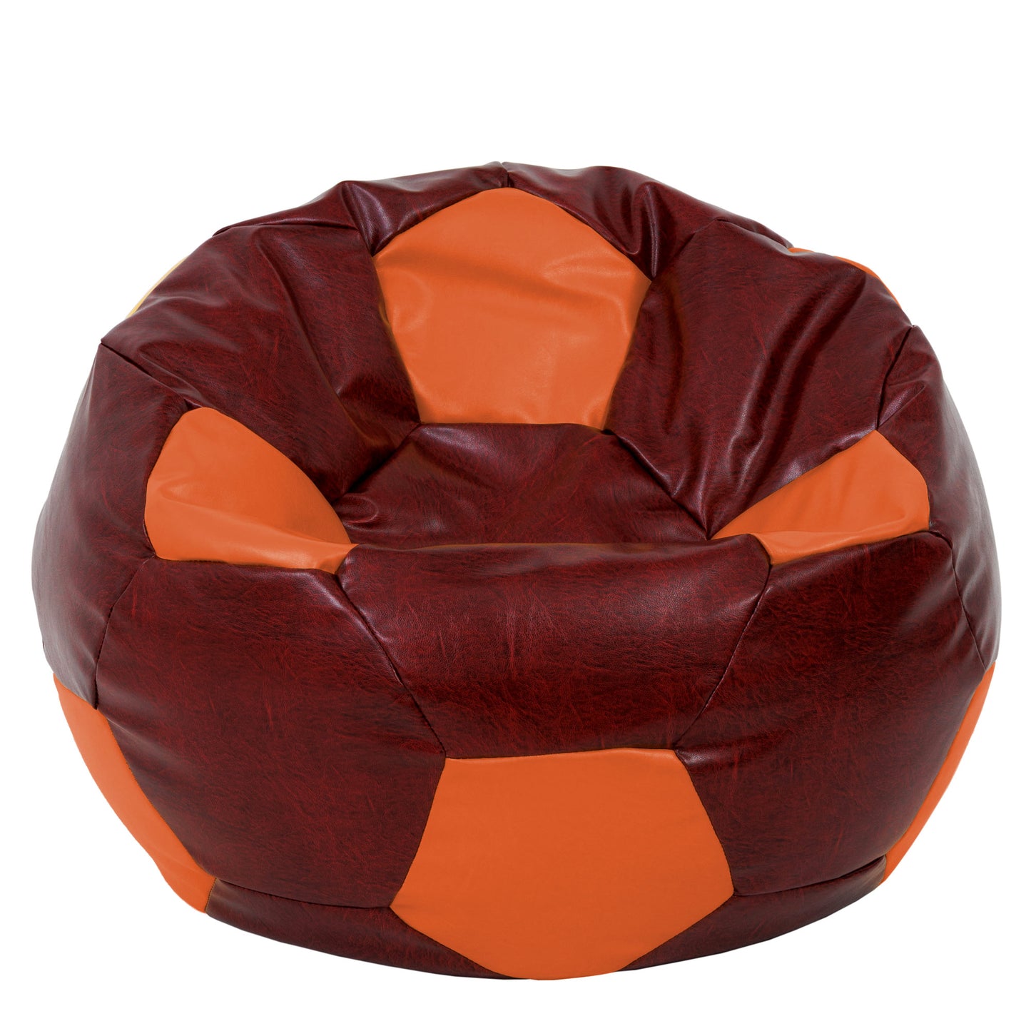 Fotoliu puf Mega Ball - imitatie piele - bordo/portocaliu