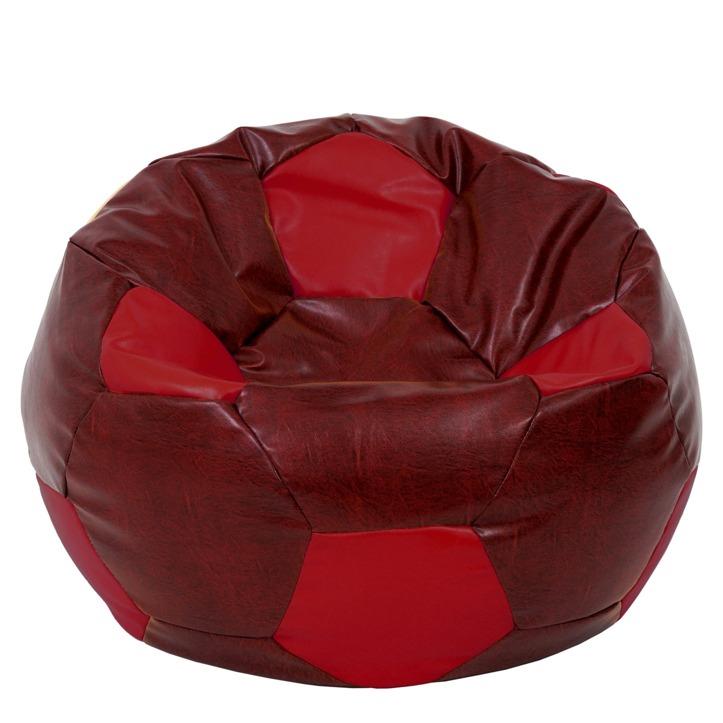 Fotoliu puf Mega Ball - imitatie piele - bordo/rosu
