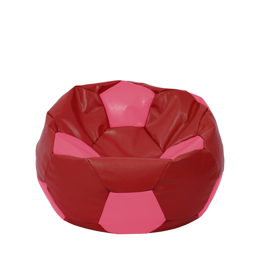 Fotoliu puf Mondo Ball - imitatie piele - rosu/roz