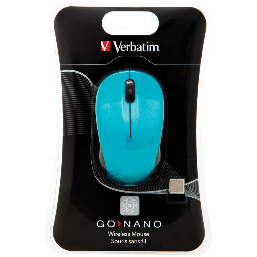 Mouse wireless compact Verbatim Go Nano de 1600 DPI în culoare albastră