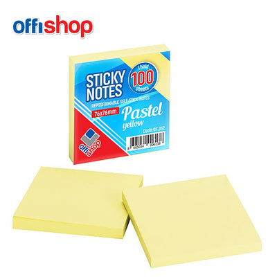 Notes adeziv galben, 76x76 mm, 100 file/set - OFFISHOP