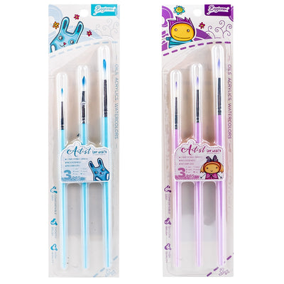 Pensule desen, culori pastel, varf rotund, 3 buc/set