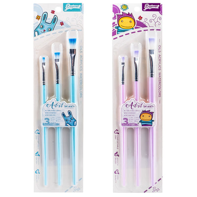 Pensule desen, culori pastel, varf tesit, 3 buc/set