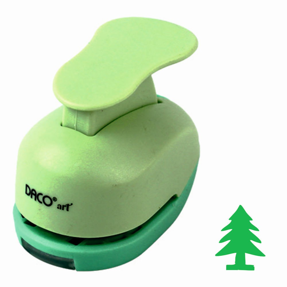 Perforator hobby verde cu model brad de 1.6 cm utilizat în proiecte creative și decorațiuni de iarnă.
