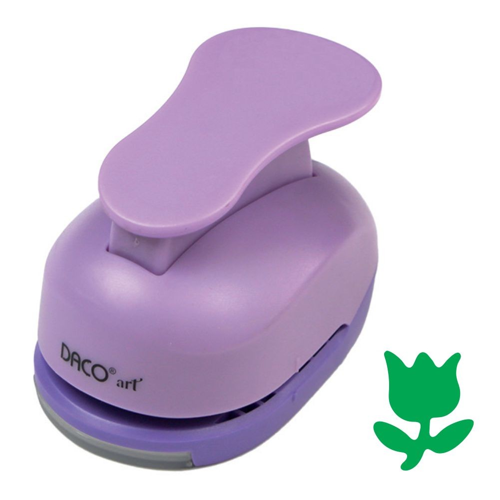 Perforator hobby mov cu model lalea de 5 cm utilizat în proiecte creative și scrapbooking.
