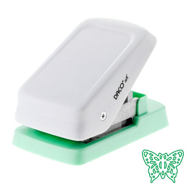 Perforator hobby complex DACO cu model fluture PF051/2 utilizat în proiecte creative și scrapbooking.