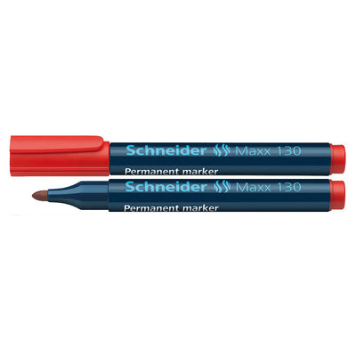 Permanent marker rosu varf rotund, 1-3mm, Schneider Maxx 130