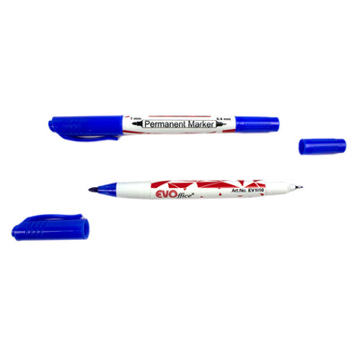 Permanent marker albastru 2 capete: Ultrafine 0.4 mm si Fine 1 mm EVOffice