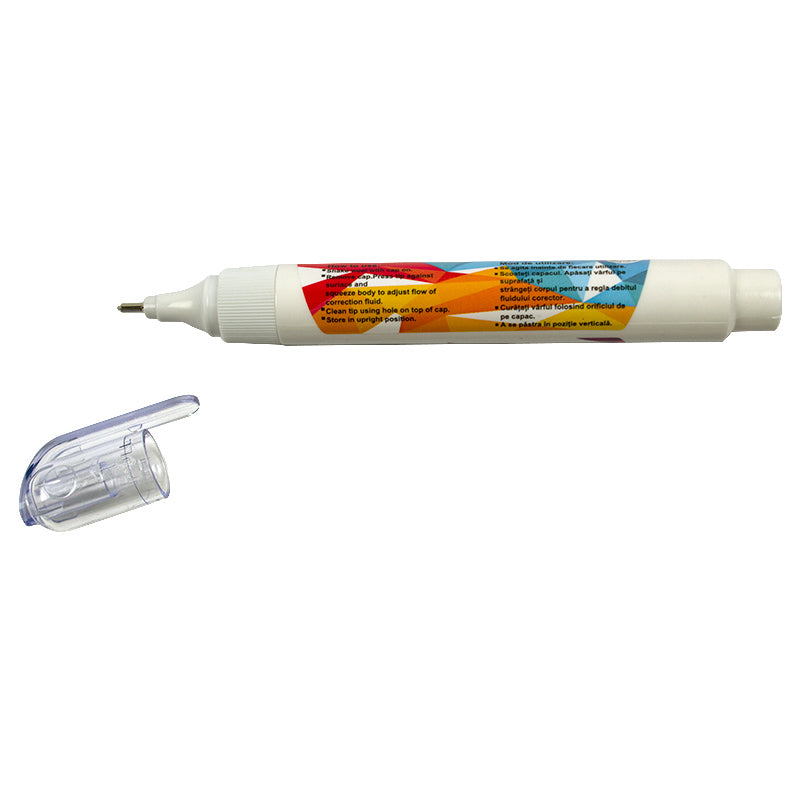 Pix corector Evoffice capacitate 12ml cu varf metalic si corp flexibil lungime 13.3cm pentru corectura precisa