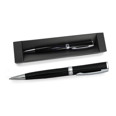 Pix metalic negru, mina tip cross si accesorii cromate in cutie carton EVOffice