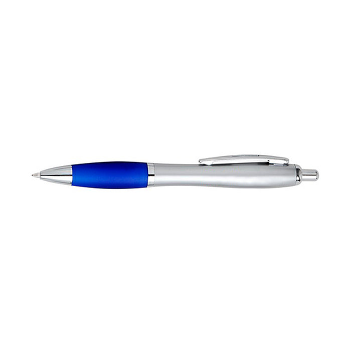 Pix plastic cu mecanism, corp argintiu, albastru, mina tip parker  No. 1202