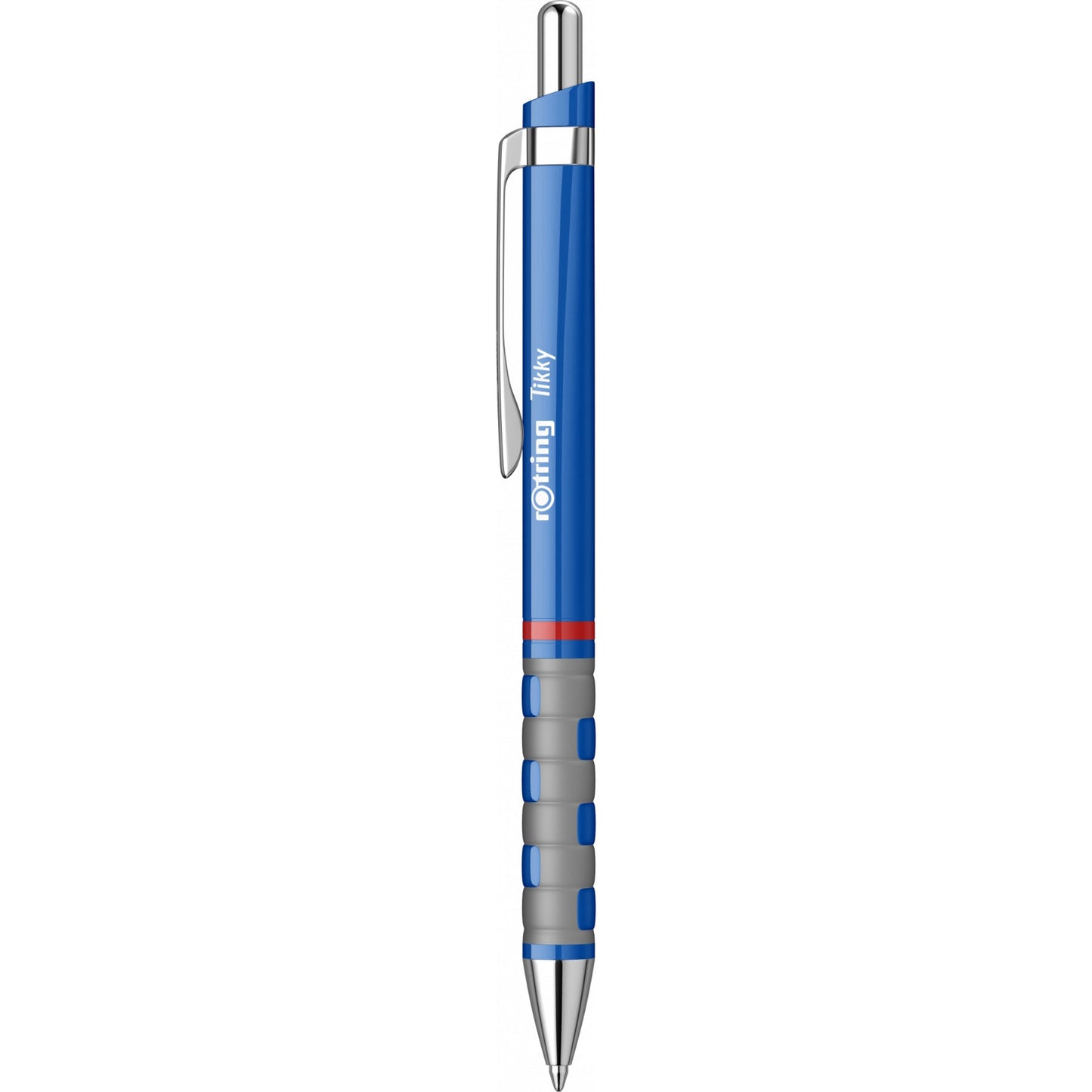Pix mecanic Rotring Tikky 3 de culoare albastră cu accesorii din oțel cromat, grip cauciucat și mină Jumbo albastră de 0.7 mm