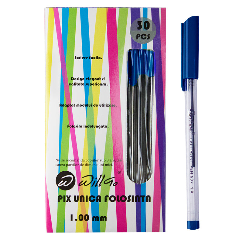 Pix unica folosinta, corp albastru transparent Willgo