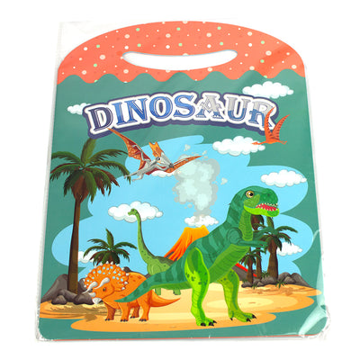 Planșă interactivă cu stickere dinozauri 30.5x70 cm cu peisaj preistoric pentru copii.