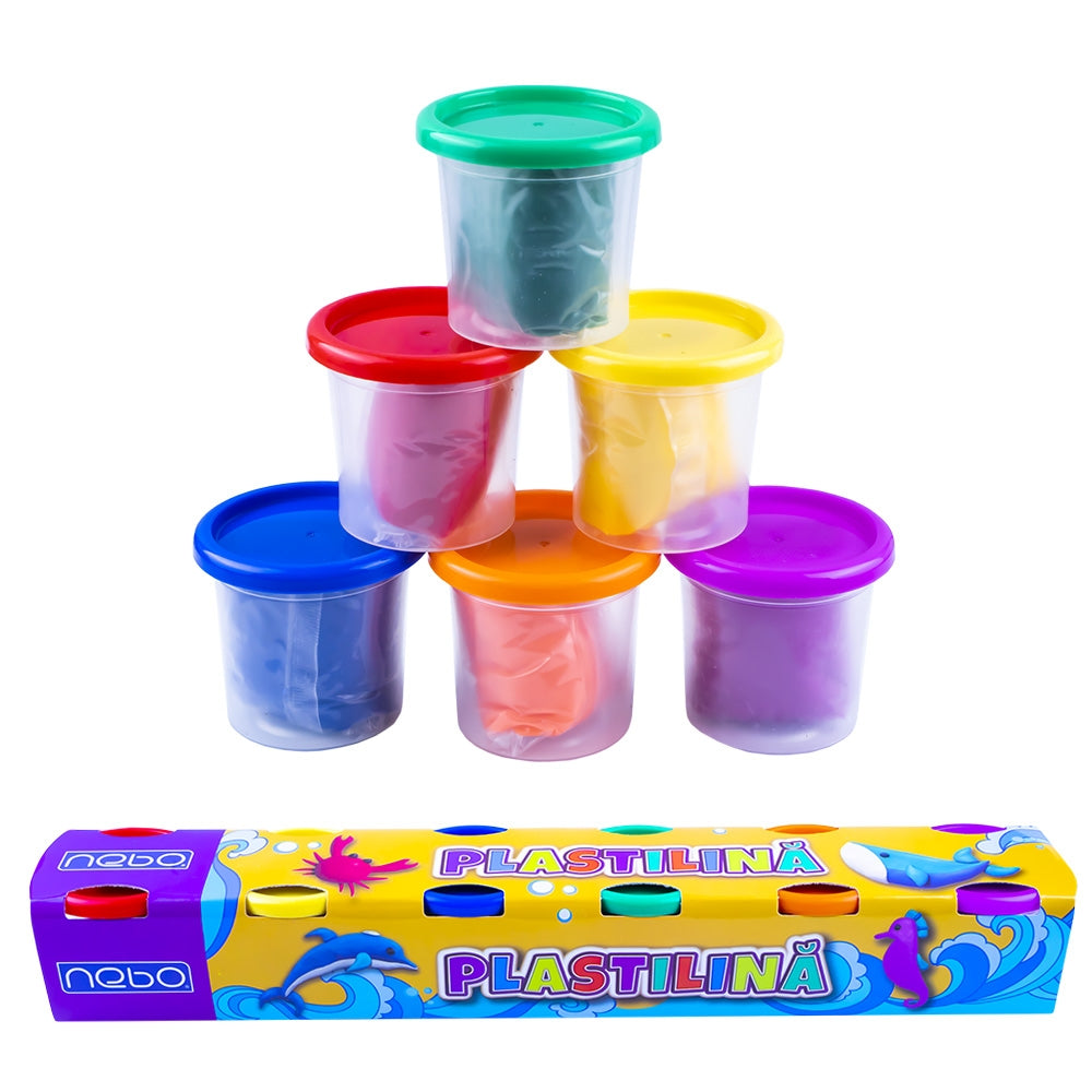 Plastilina modelaj, 6 culori, 100 g - NEBO