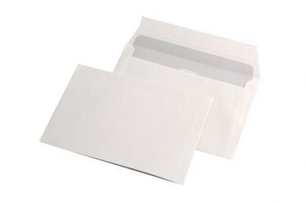 Plic alb format C6, 114x162 mm, închidere siliconică, set 25 bucăți, ideal pentru corespondență poștală și uz zilnic.