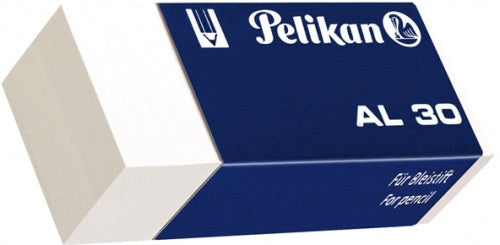 Radiera Pelikan AL 30 alba din plastic fara ftalati si fara latex dimensiuni 43x17x12mm cu manseta carton