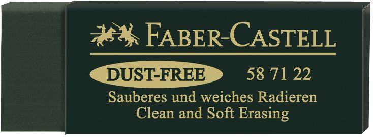 Radiera profesionala Faber-Castell Dust-Free 20 verde pentru creioane grafit fara ftalati cu ambalaj protector