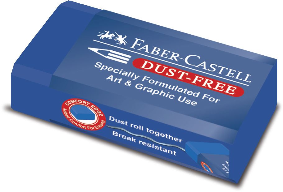 Radiera profesionala Faber-Castell Dust-Free 24 albastra pentru desen artistic si grafit fara ftalati